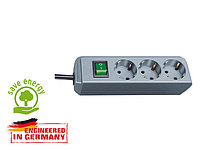 Удлинитель 1.5м (3 роз., 3.3кВт, с/з, выкл., ПВС) серебристо-серый Brennenstuhl Eco-Line (провод 3х1,5мм2,