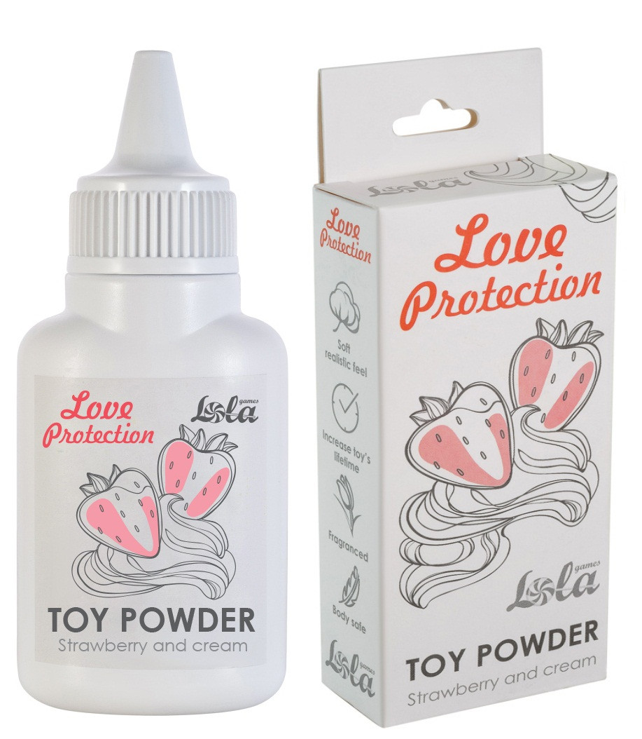 Пудра для игрушек Love Protection с ароматом клубники со сливками 15 гр - фото 1 - id-p199804940