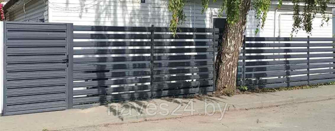 Забор из горизантального металлоштакетника - фото 1 - id-p199844328