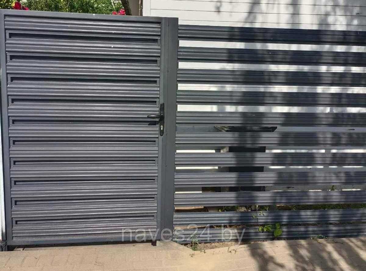 Забор из горизантального металлоштакетника - фото 3 - id-p199844328