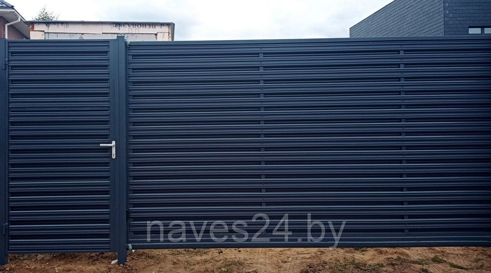 Забор из горизантального металлоштакетника - фото 4 - id-p199844328