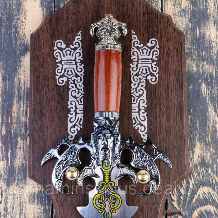 Сувенирный меч на планшете, резное лезвие с рисунком, когти орла на рукояти, клинок 41 см - фото 4 - id-p199849577