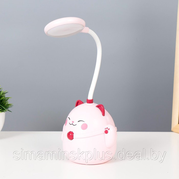 Настольная лампа "Манэки" LED 3Вт АКБ USB розовый 11,5х10х30 см - фото 1 - id-p199848907