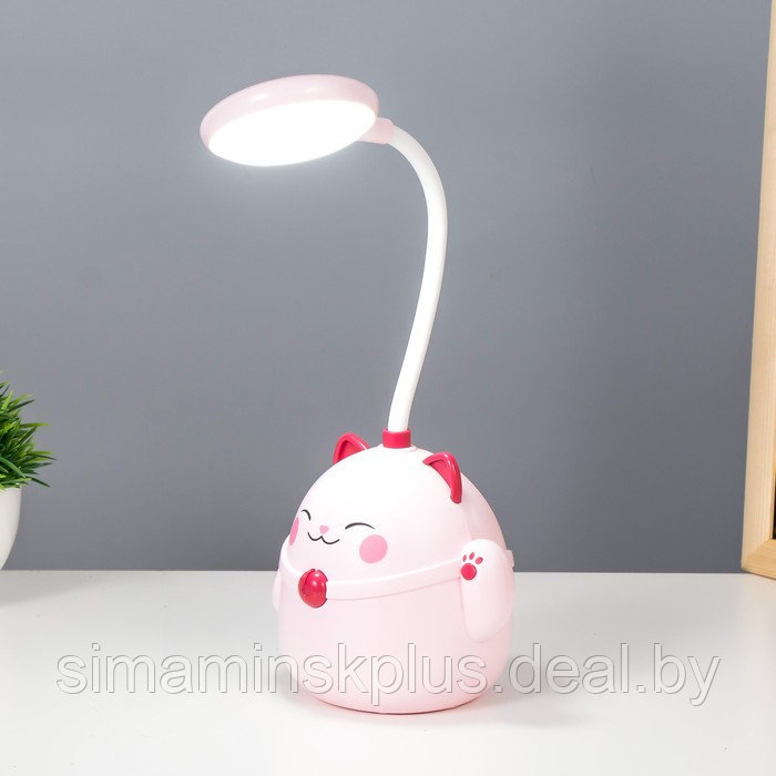 Настольная лампа "Манэки" LED 3Вт АКБ USB розовый 11,5х10х30 см - фото 2 - id-p199848907