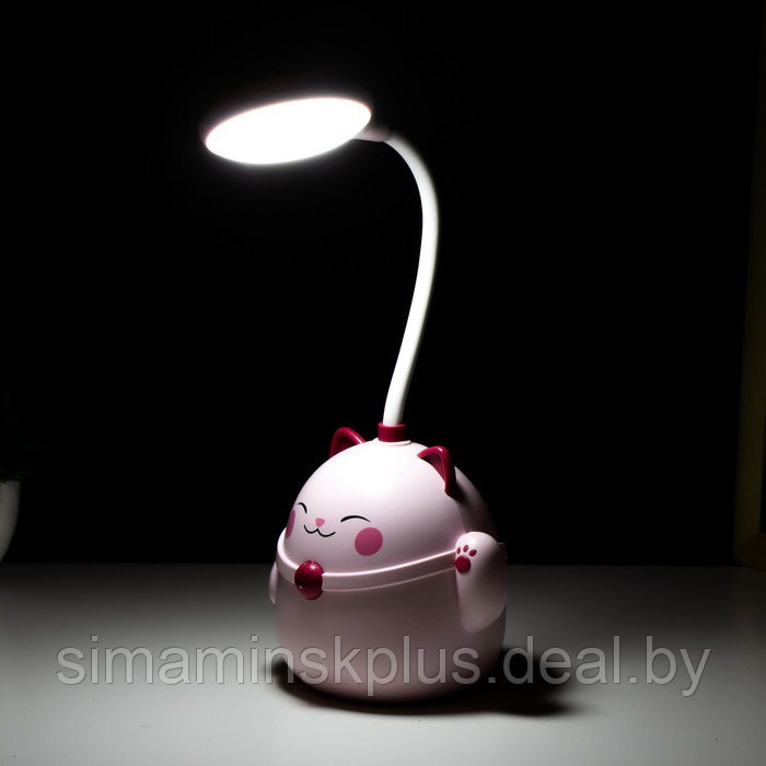 Настольная лампа "Манэки" LED 3Вт АКБ USB розовый 11,5х10х30 см - фото 3 - id-p199848907