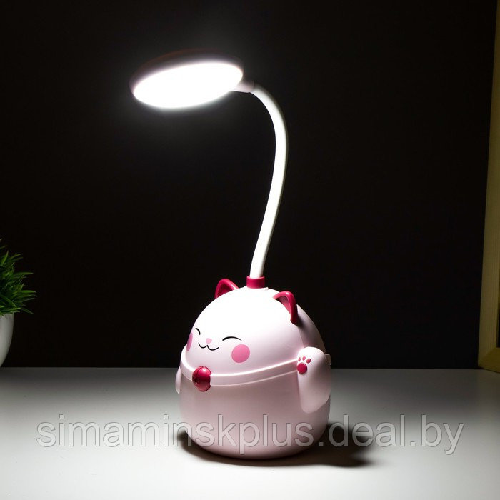 Настольная лампа "Манэки" LED 3Вт АКБ USB розовый 11,5х10х30 см - фото 4 - id-p199848907