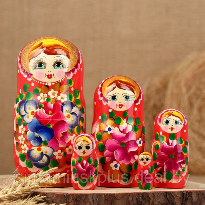Матрёшка «Авдосья», красное платье, 5 кукольная, 18 см - фото 1 - id-p199850848
