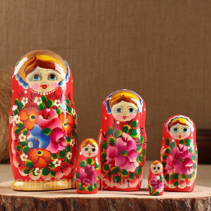Матрёшка «Авдосья», красное платье, 5 кукольная, 18 см - фото 5 - id-p199850848