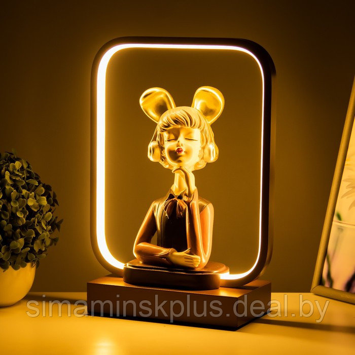 Настольная лампа "Девушка в наушниках" LED 15Вт коричневый 24х10х34 см - фото 3 - id-p199849018