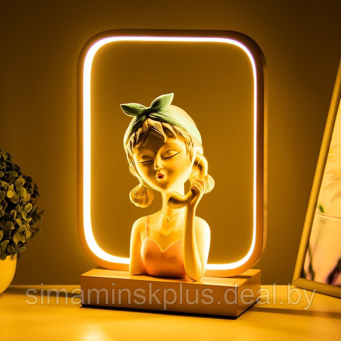Настольная лампа "Девушка с телефоном" LED 15Вт коричневый 24х10х34 см - фото 3 - id-p199849019