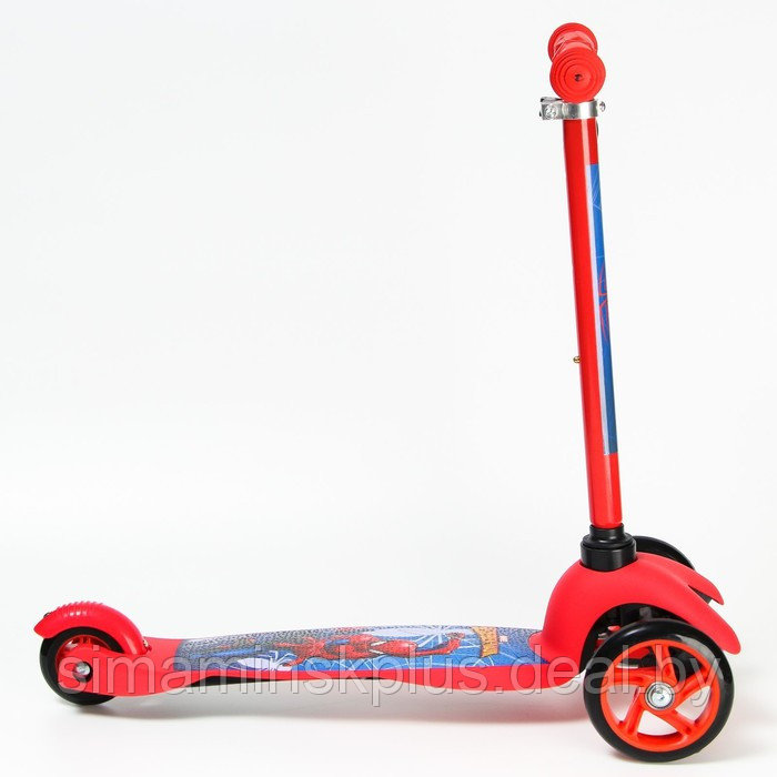 Самокат детский складной «Человек-Паук», колеса PU 120/80 мм, ABEC 7, цвет красный - фото 5 - id-p199850514