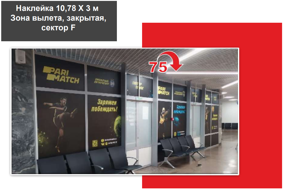 Наклейка 10,78 Х 3 м Зона вылета, закрытая, сектор F в Национальном аэропорте - фото 1 - id-p199856125