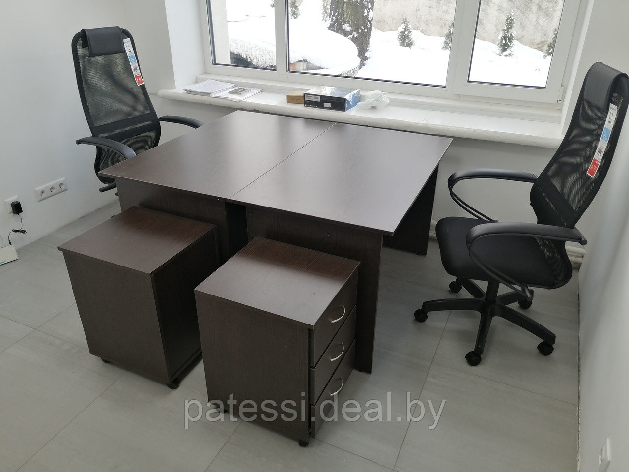 Столы письменные с креслами, цвет сонома. Набор офисной мебели для двух человек - фото 6 - id-p199858707