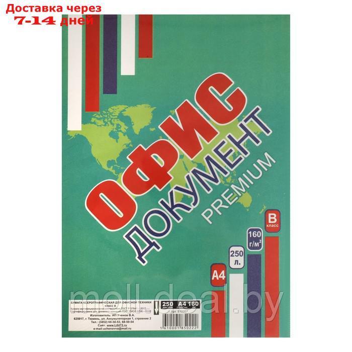 Бумага А4 250л Офис документ премиум, 160г/м2, бел 155%, класс В в т/у пленке - фото 1 - id-p199812387