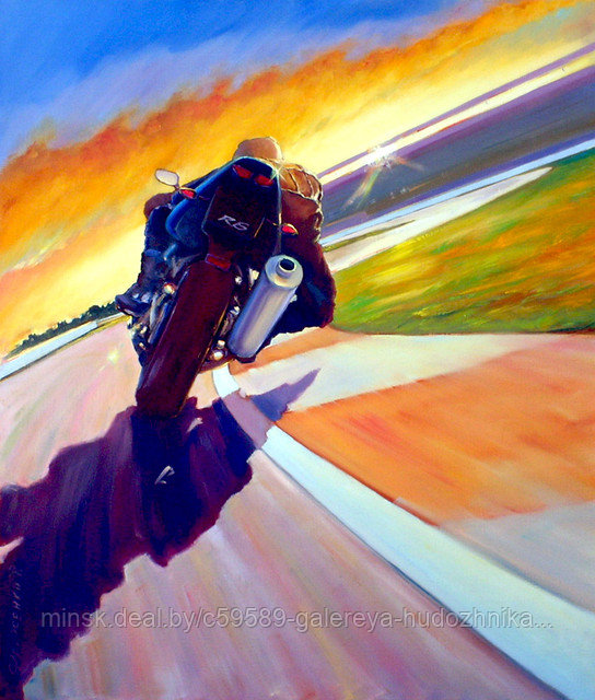 Картина в стиле Мото-арт. Мотоцикл в живописи - фото 1 - id-p199866987