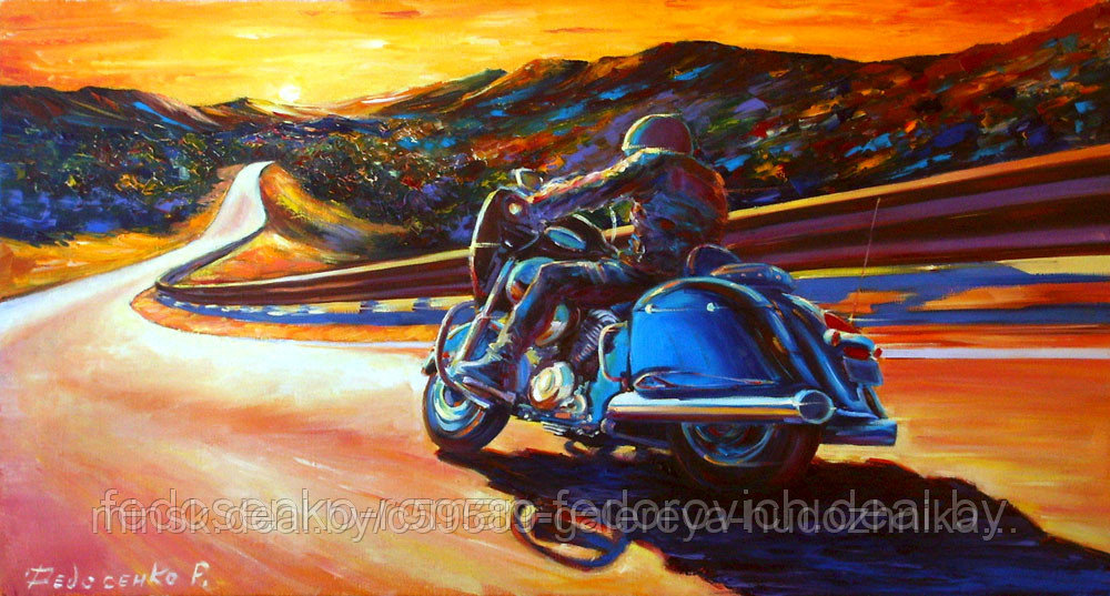 Мотоцикл на картине, мото-арт. Картины о мотоциклах - фото 1 - id-p199866988