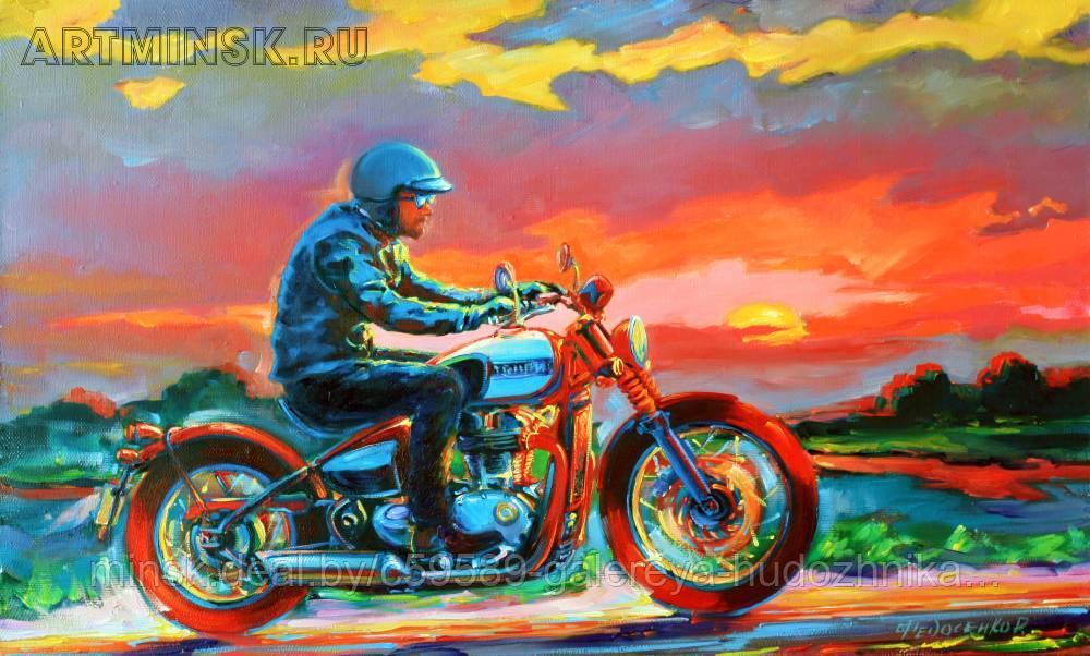Мото-арт. Солнце в спицах. Картины о мотоциклах - фото 1 - id-p199867039