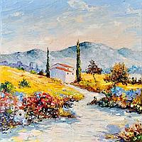 Синие горы Прованса. Пейзаж маслом на холсте
