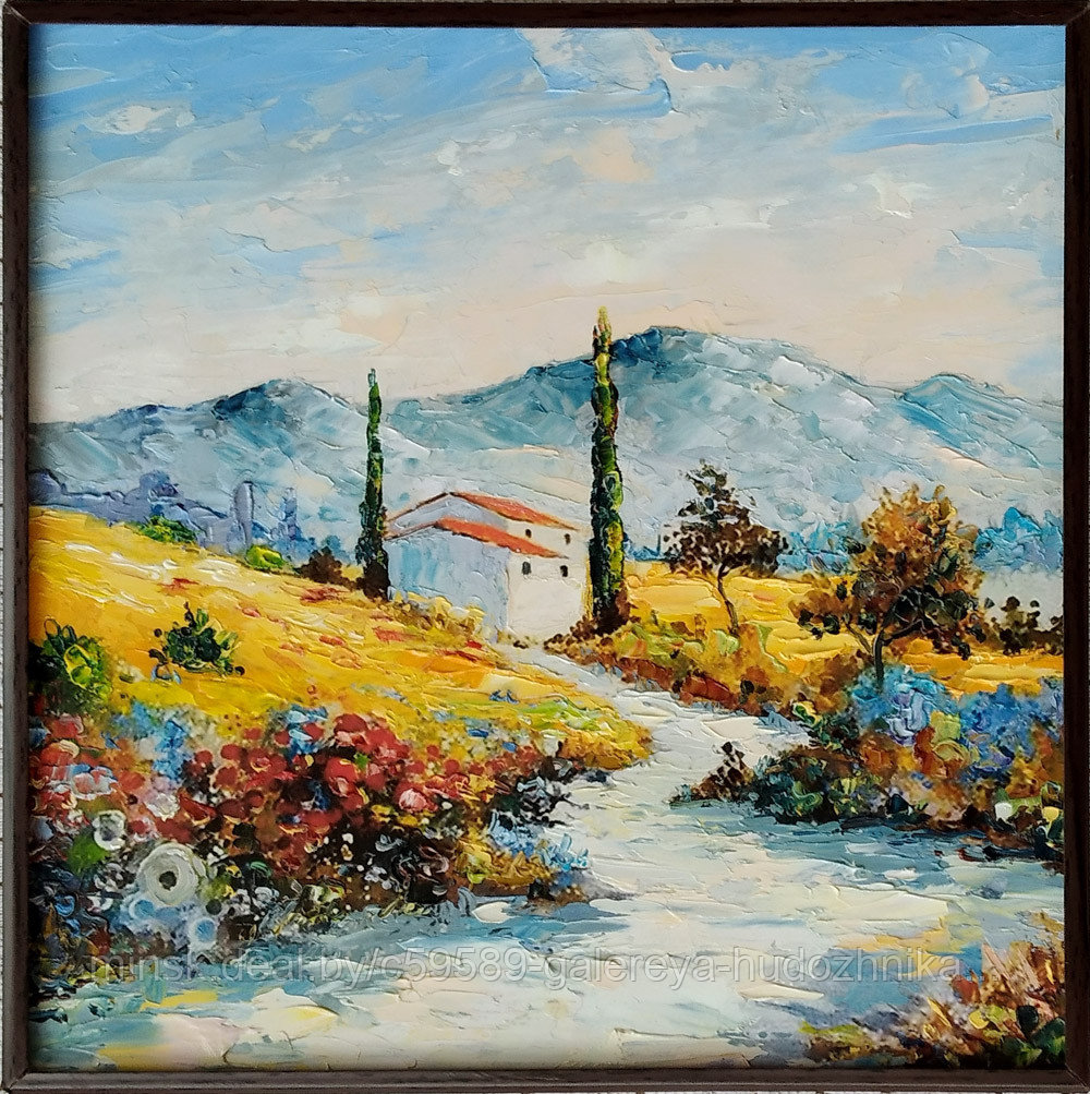Синие горы Прованса. Пейзаж маслом на холсте - фото 4 - id-p199867116