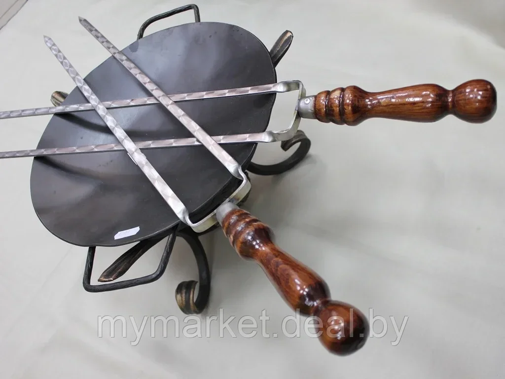 Кованный шампур с деревянной ручкой (Вилка) для курицы 40 см - фото 3 - id-p199875256