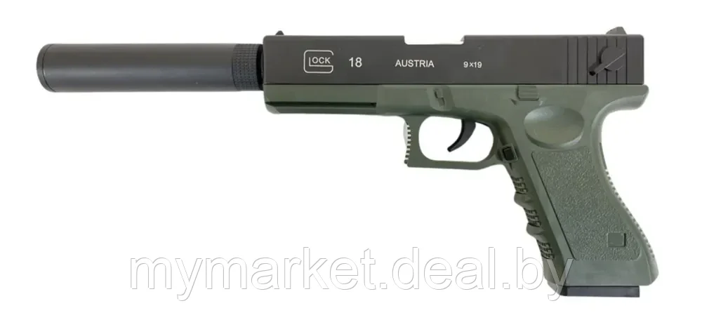 Детский пневматический пистолет с глушителем Glock 18 - фото 4 - id-p199875276