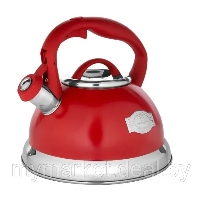 Чайник со свистком Красный с матовой ручкой из нержавеющей стали 3 л HOFFMANN HM-55190 - фото 1 - id-p199875308