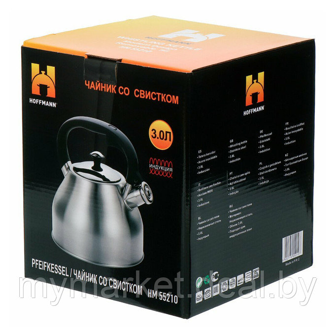Чайник со свистком из прочной углеродистой стали 3 л Hoffmann HM-55210 - фото 2 - id-p199875312