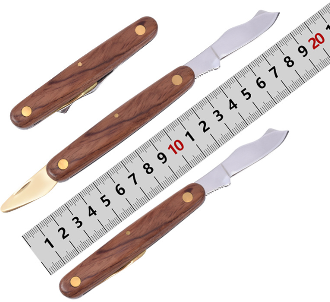 Нож окулировочный 19,6 см. Деревянная ручка