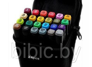 Двусторонние маркеры для скетчинга в сумке 24 штук, набор для детского творчества и рисования - фото 3 - id-p199882004