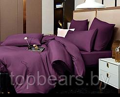 Турецкое постельное белье Candie's фиолетовое на резинке по кругу  Евро сатин-жатка