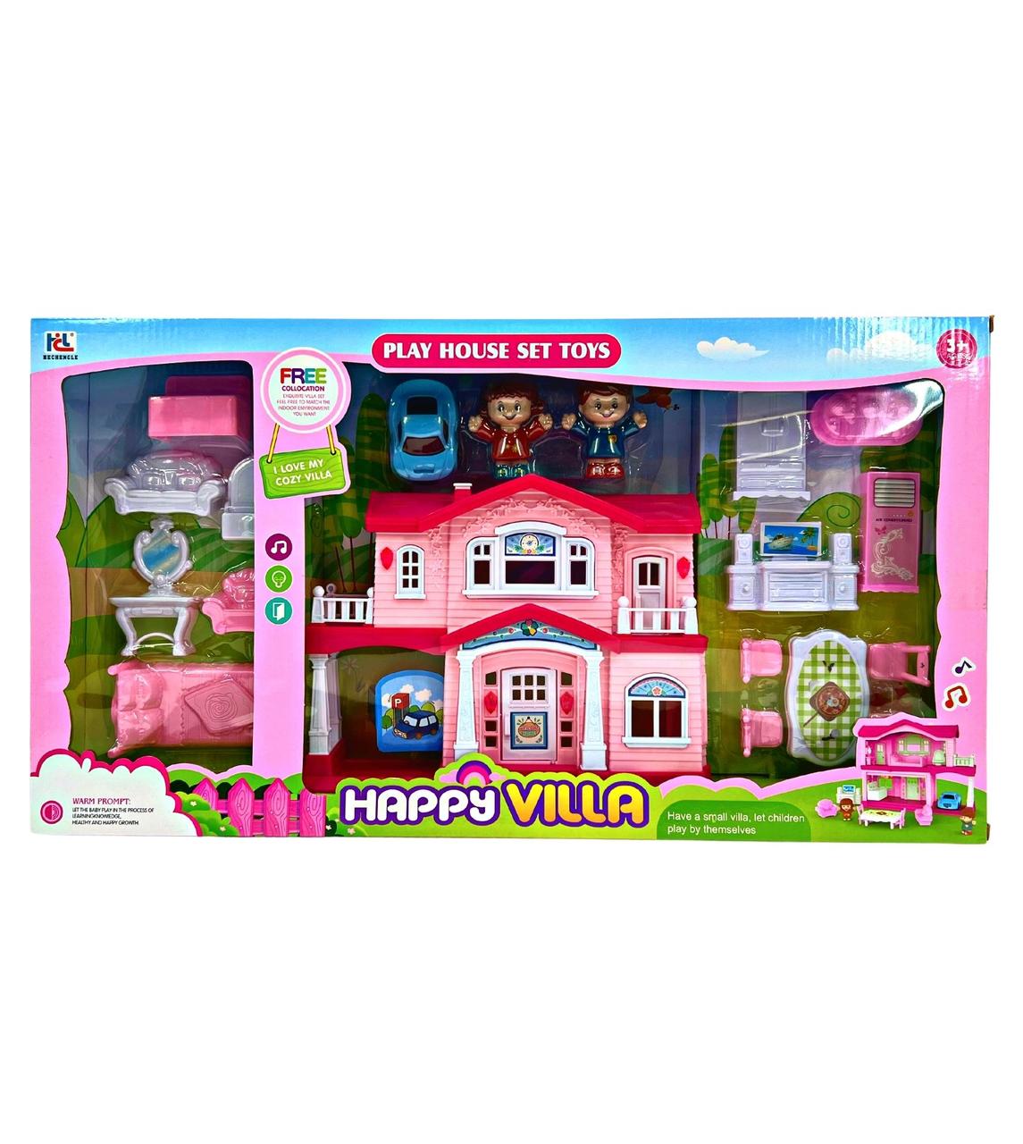Кукольный домик Happy Villa с мебелью и куклами