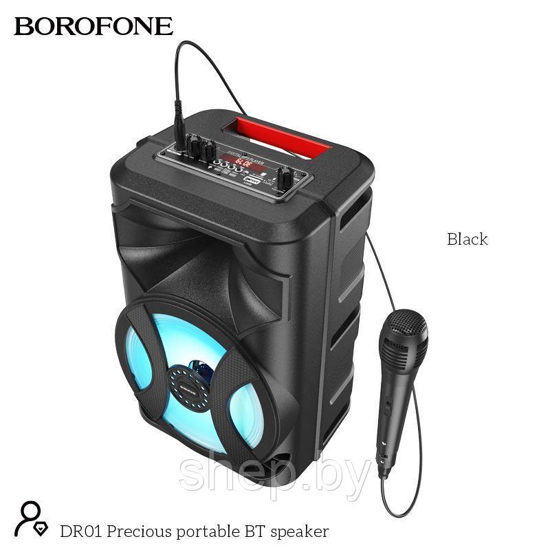 Беспроводная колонка Borofone DR01 + микрофон + пульт ДУ цвет: черный - фото 1 - id-p200062297