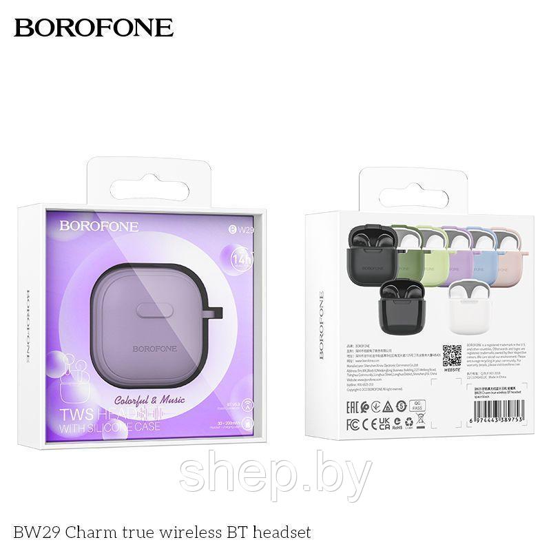 Беспроводные наушники Borofone BW29 TWS цвет: голубой, черный, розовый, салатовый, зеленый, фиолетовый NEW! - фото 10 - id-p200062973