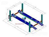 Подъемник четырехстоечный г/п 4000 кг. платформы для сход-развала KraftWell арт. KRW4WA_blue, фото 2