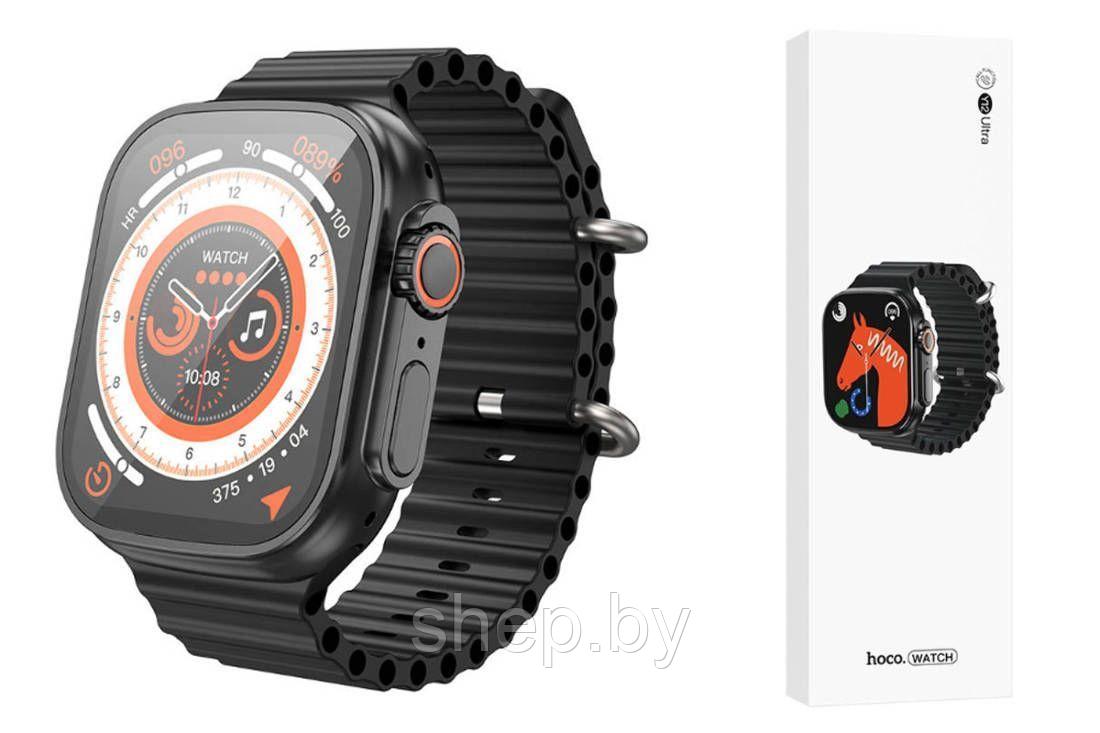 Смарт-часы Hoco Y12 Ultra (Call Version) с беспроводной зарядкой цвет: титановое золото, черный - фото 2 - id-p200084022