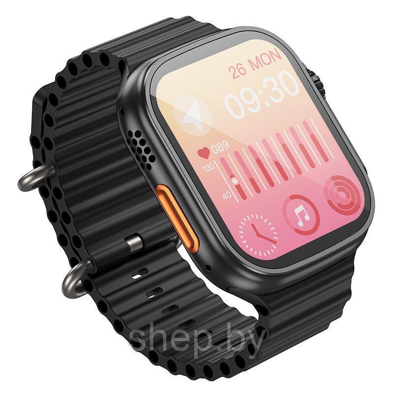 Смарт-часы Hoco Y12 Ultra (Call Version) с беспроводной зарядкой цвет: титановое золото, черный - фото 4 - id-p200084022