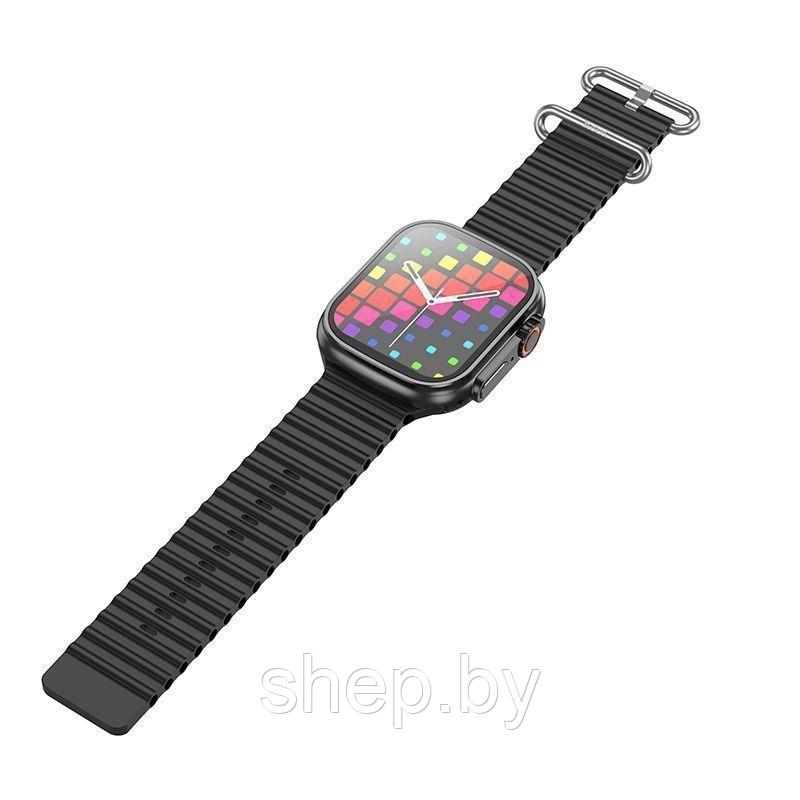 Смарт-часы Hoco Y12 Ultra (Call Version) с беспроводной зарядкой цвет: титановое золото, черный - фото 6 - id-p200084022