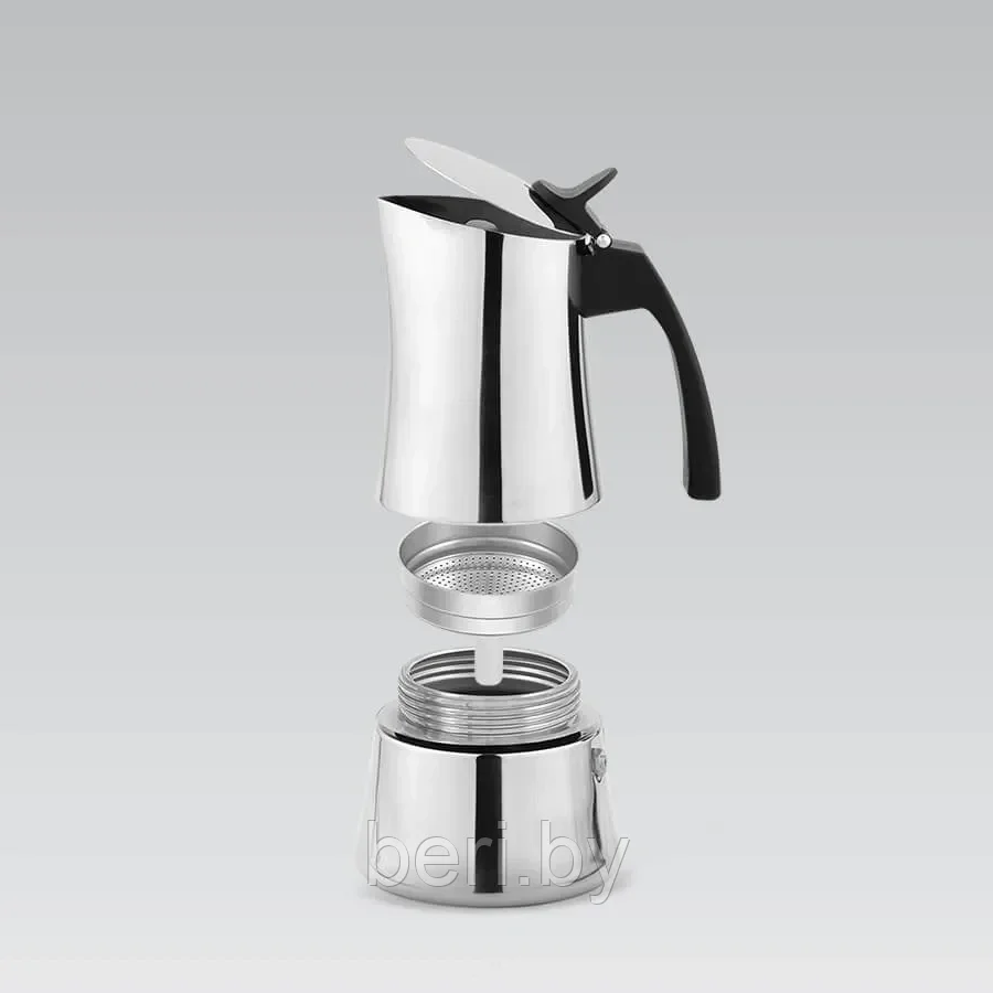 MR-1668 Кофеварка гейзерная Maestro, "Espresso Moka", кофейник, нержавеющая сталь - фото 3 - id-p200083981