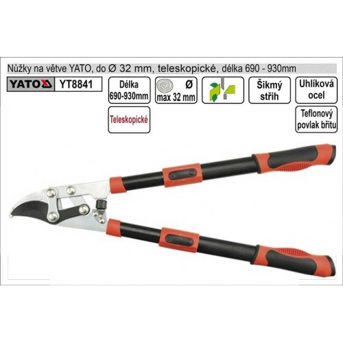 Сучкорез для живых веток d32мм с телескопическими ручками 690-930мм PTFE "Yato" YT-8841