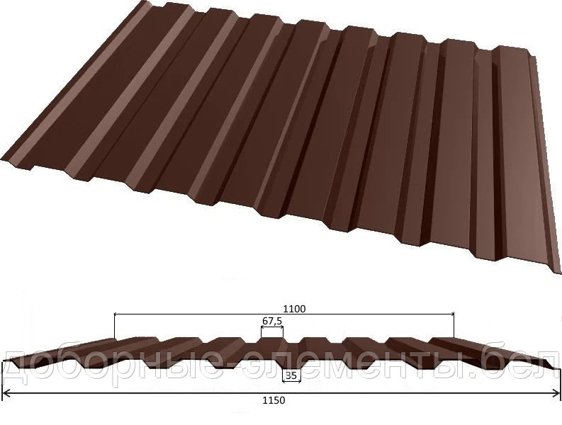 Профнастил МП20 для забора 1,2 м (коричнево-шоколадный) - фото 2 - id-p200111671