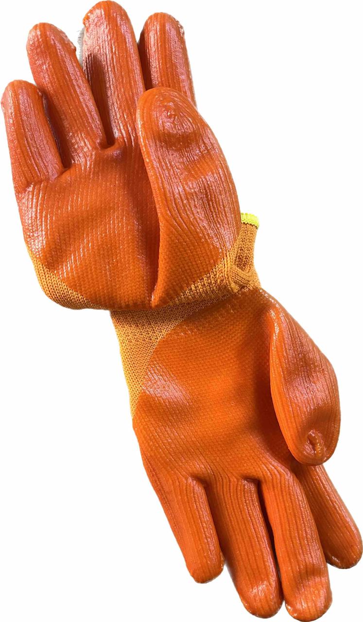 Перчатки синтетические оранжевый облив оранжевые L-XL (10 р-р) - фото 3 - id-p200113302