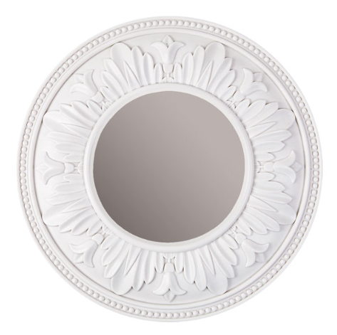 Зеркало дизайнерское интерьерное настенное. Белая лилия