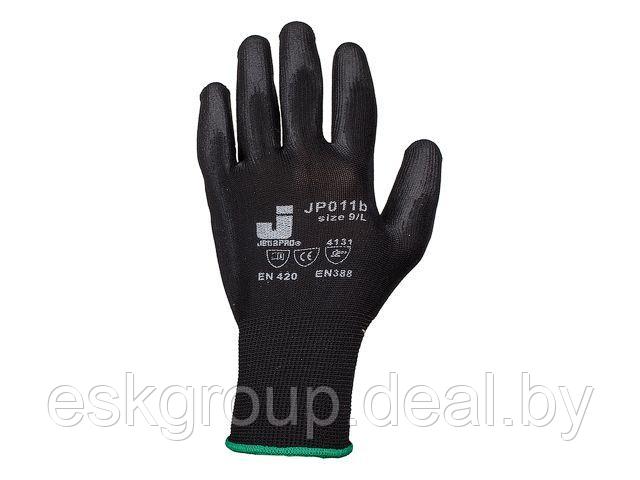 Перчатки нейлон, полиуретановое неполн. покрытие, р.L, черные, Jeta Safety - фото 1 - id-p200109662