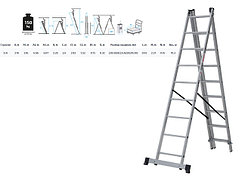 Лестница алюм. 3-х секц. 316/552/316см 3х9 ступ., 10,3кг  NV1230 Новая Высота (макс. нагрузка 150кг)