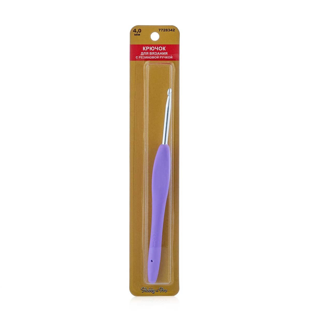 24R40X Крючок для вязания с резиновой ручкой, 4,0мм Hobby&Pro - фото 1 - id-p200115170