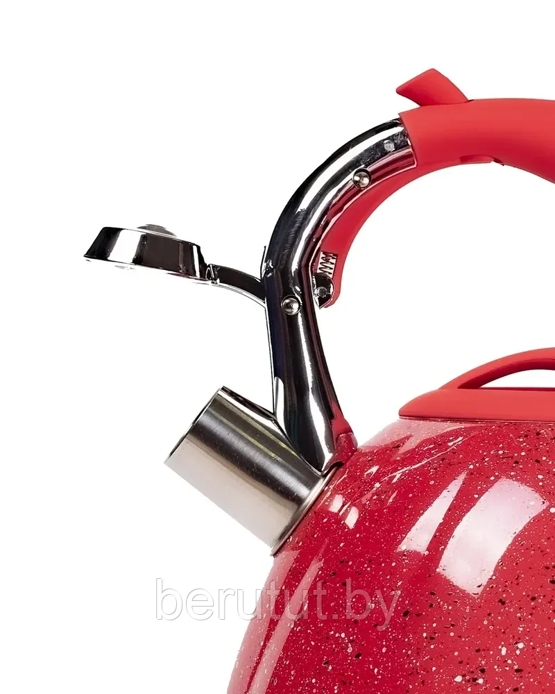Чайник глянцевый из нержавеющей стали 3.5 л красный, чёрный Zigen - фото 4 - id-p200120121