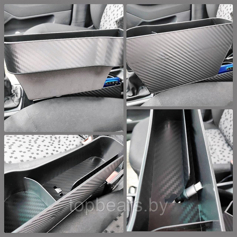 Карман-органайзер автомобильный между сиденьем и консолью с подстаканником Черный - фото 7 - id-p192277693