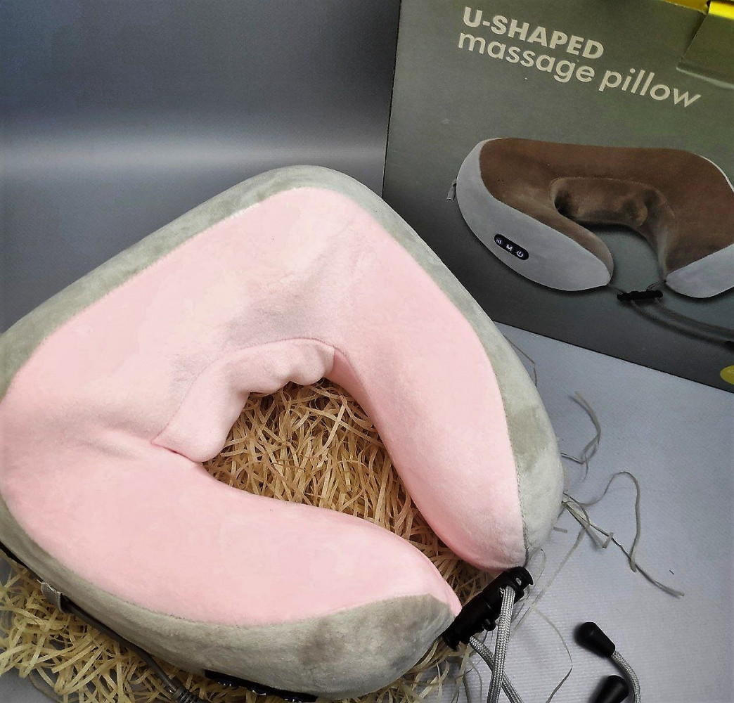 Массажер - подушка для шеи U-SHAPED MASSAGE PILLOW Розовая - фото 2 - id-p198967305