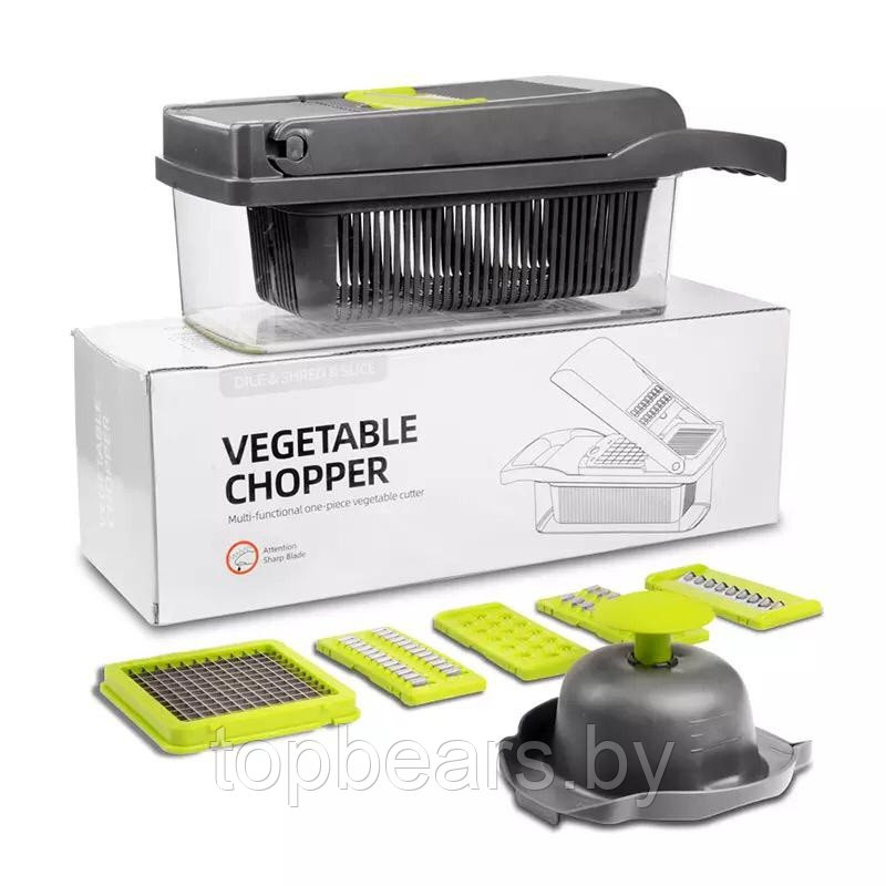 Многофункциональная ручная овощерезка терка Vegetable Chopper, 8 насадок (мультислайсер) - фото 9 - id-p184207014