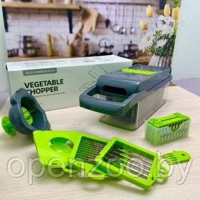 Многофункциональная ручная овощерезка терка Vegetable Chopper, 8 насадок (мультислайсер) - фото 1 - id-p184206566